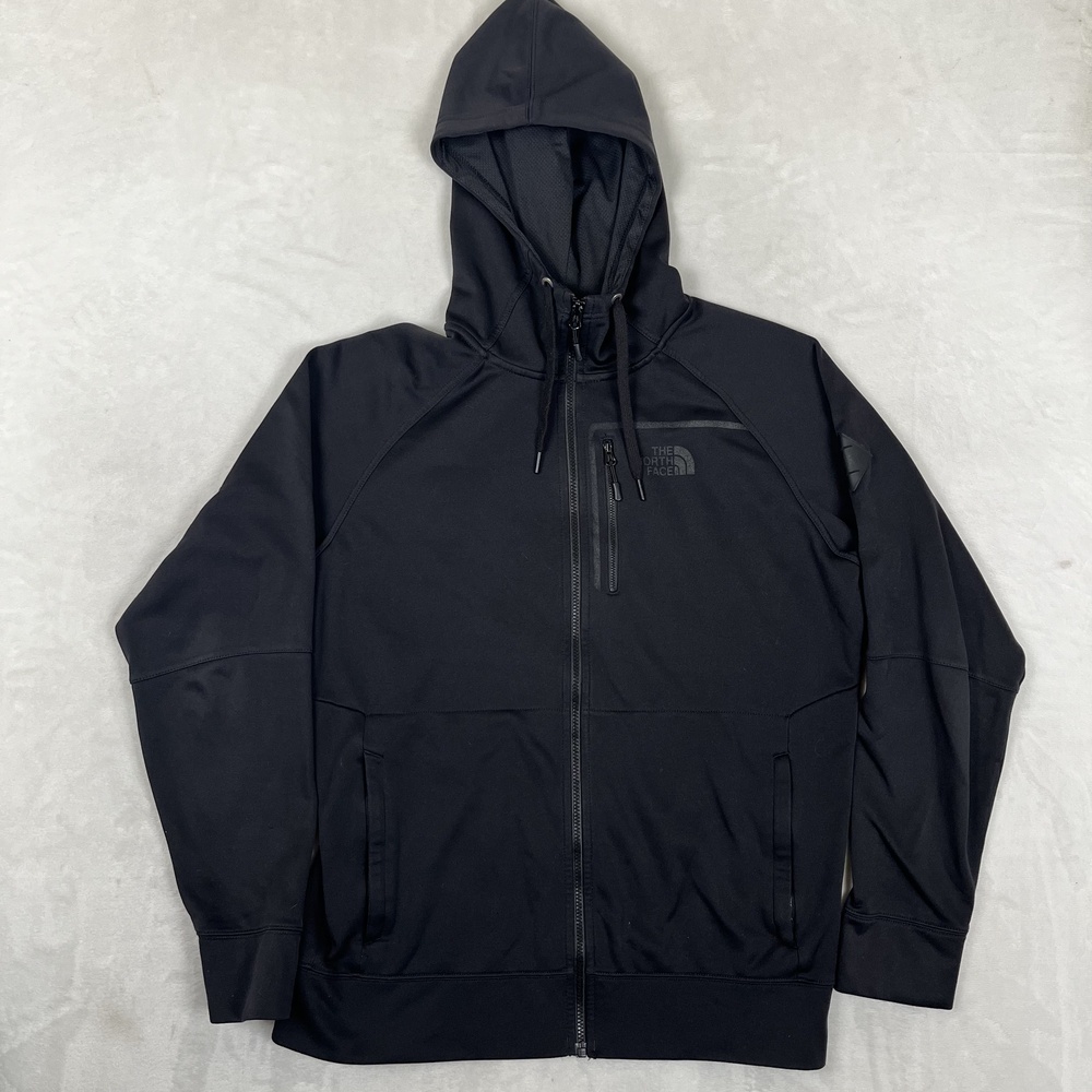 The North Face Windbreaker Jacket Mens Large Black Softshell Hooded Full Zip